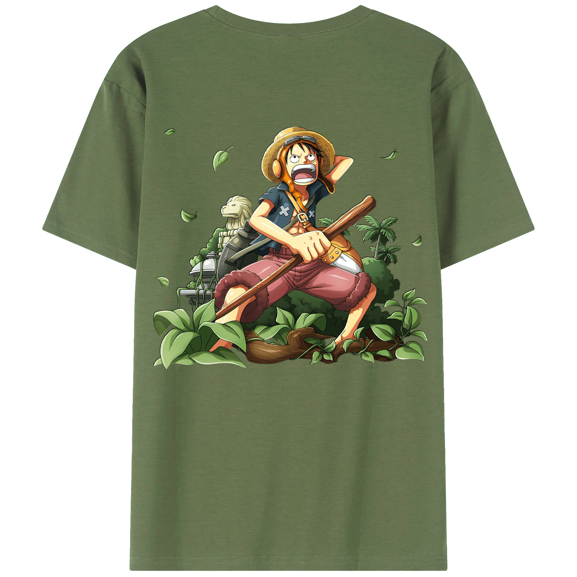 （画像用） ワンピース モンキー・D・ルフィ ONE PIECE Monkey D. Luffy 綿100％ メンズ半袖Tシャツ（バックプリント） 通気性